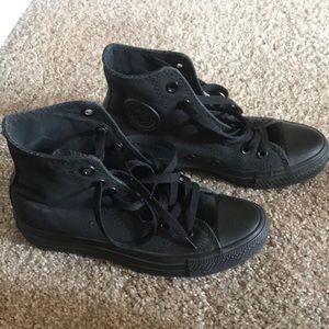 All black high top converse